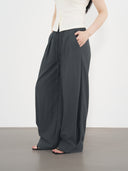 Pull-On Wide Trousers 鬆緊寬版長褲-Gray