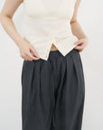 Pull-On Wide Trousers 鬆緊寬版長褲-Gray