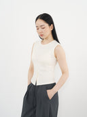 Rib Henley Tank 羅紋亨利背心-Beige