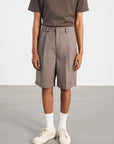 Pleated Shorts 雙層壓摺西裝短褲 - Brown