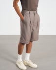 Pleated Shorts 雙層壓摺西裝短褲 - Brown