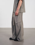Panel Wide Pants 口袋造型直筒褲 - GREY