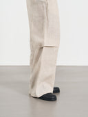Knee Dart Pants 直條膝摺寬褲-Beige