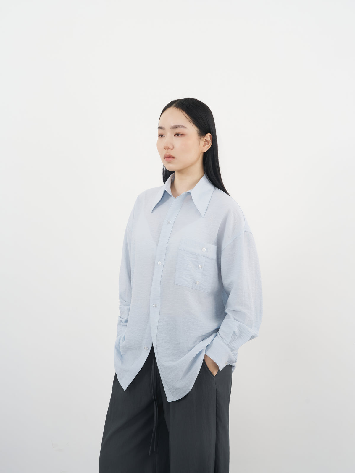 Structured Pocket Shirt 結構口袋襯衫-Blue