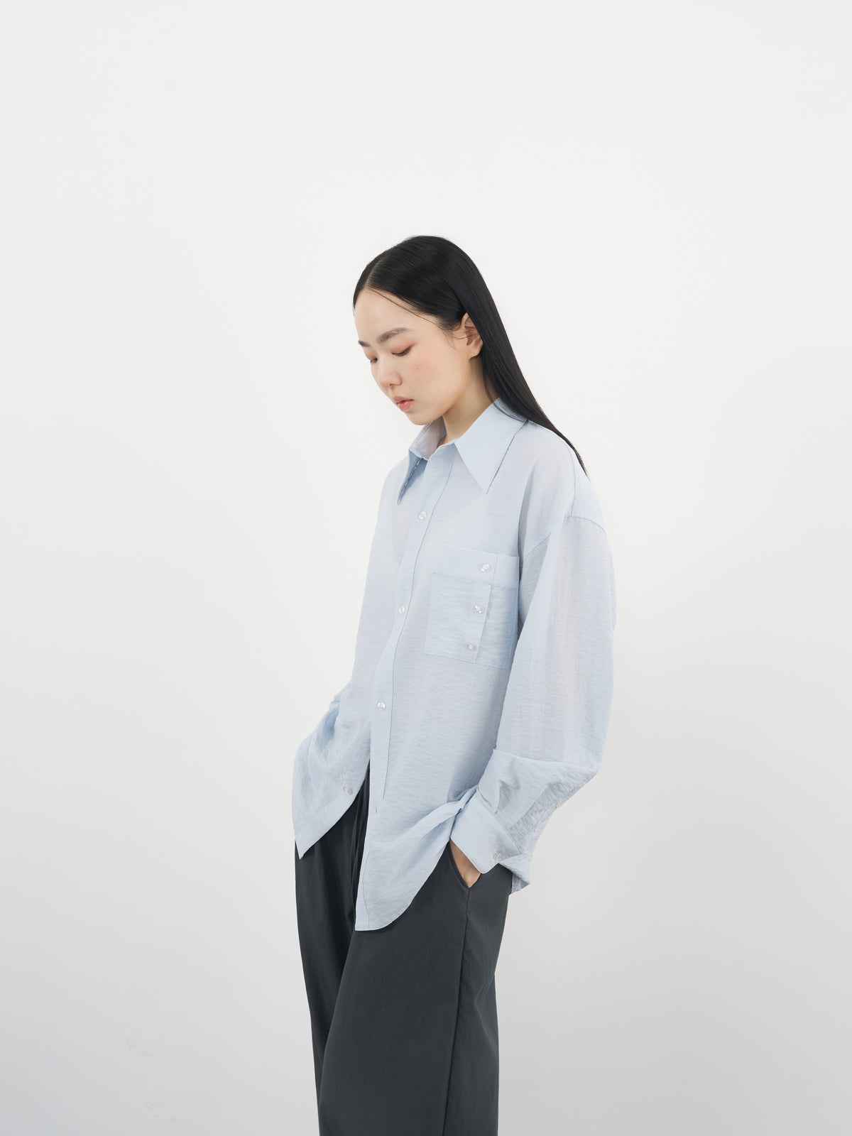 Structured Pocket Shirt 結構口袋襯衫-Blue
