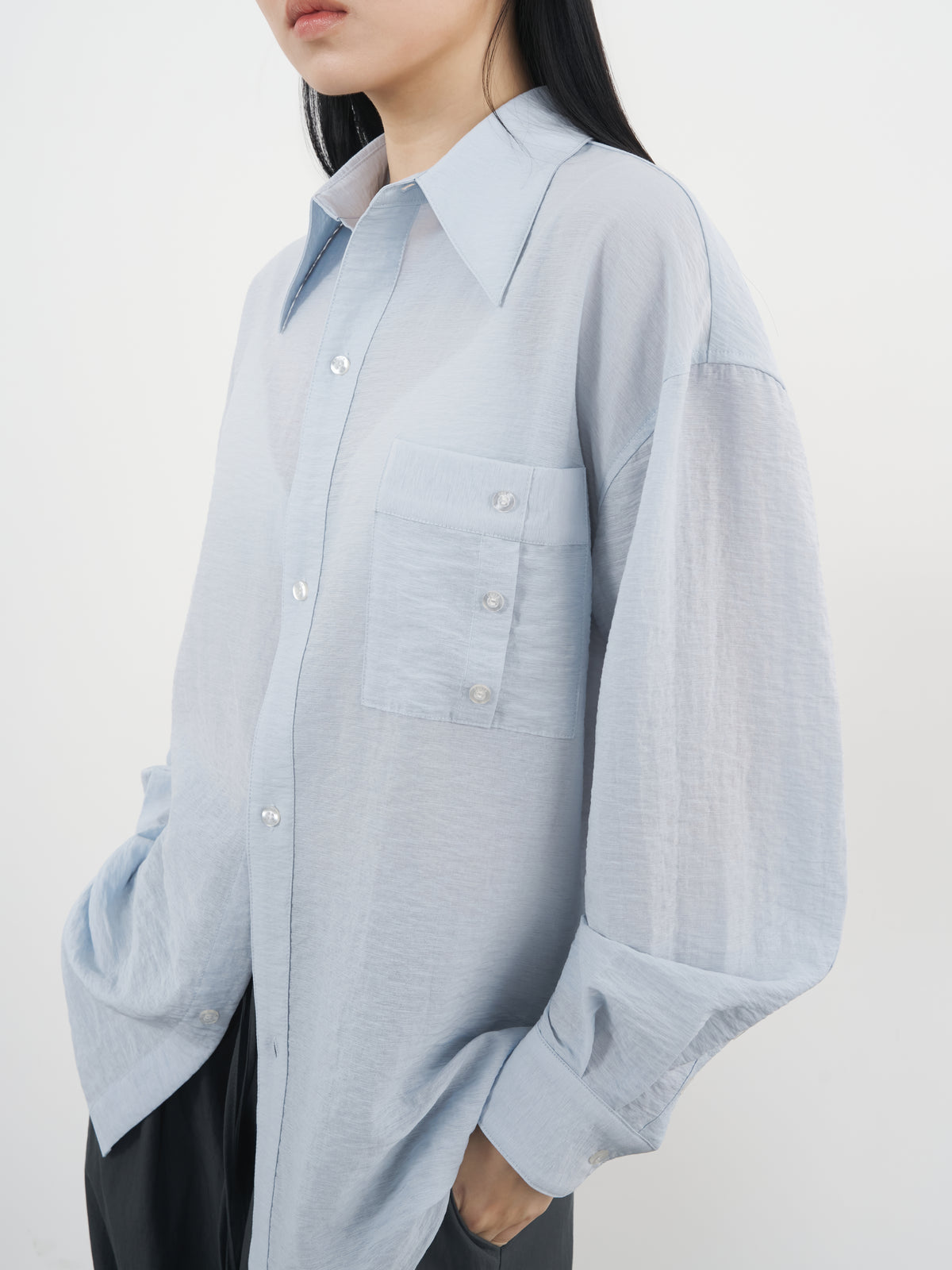 Structured Pocket Shirt 結構口袋襯衫-Blue