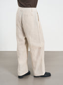 Knee Dart Pants 直條膝摺寬褲-Beige