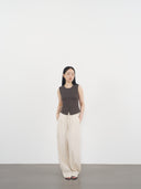 Rib Henley Tank 羅紋亨利背心-Gray
