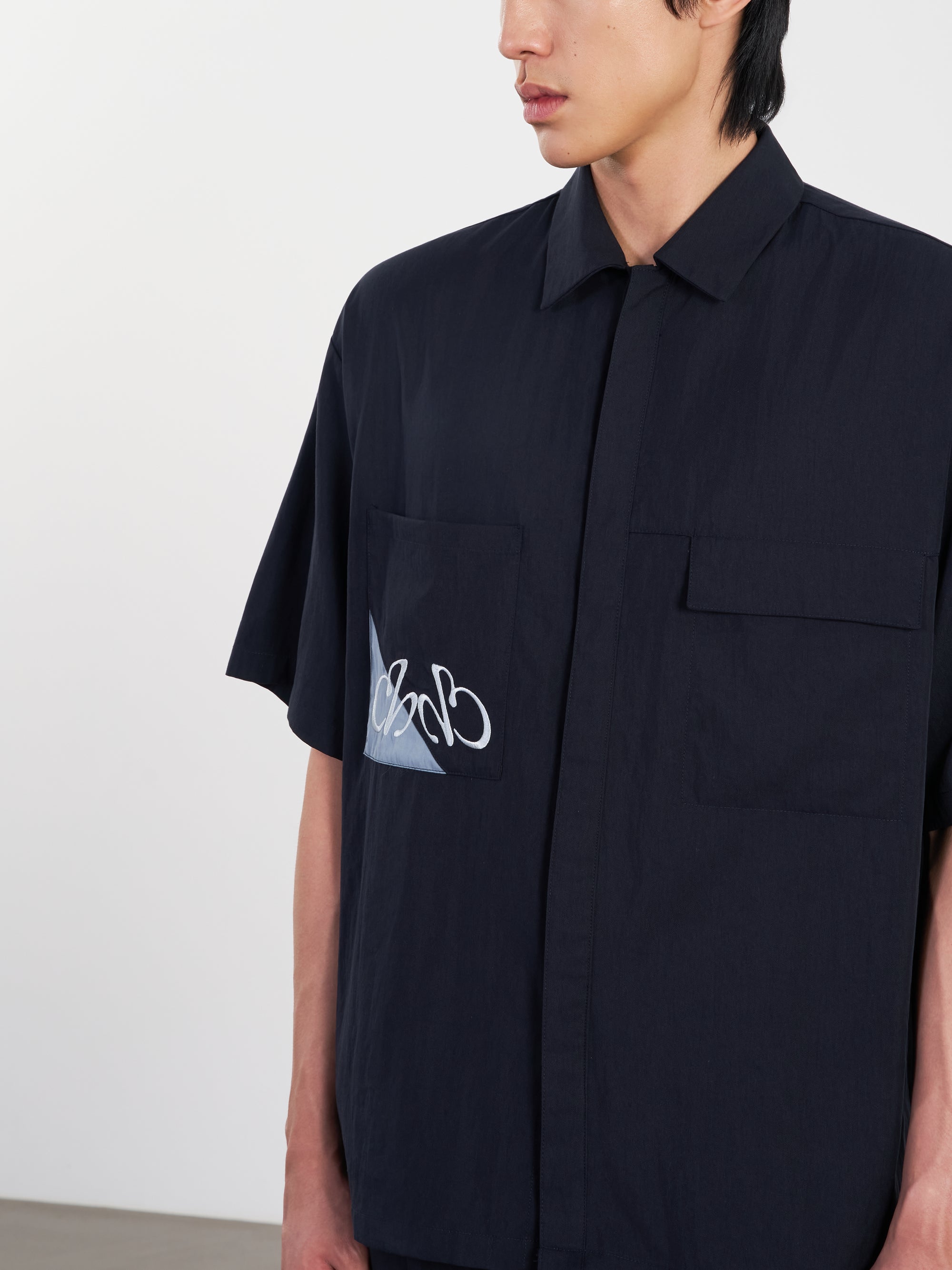 Pocket Shirt 口袋撞色刺繡襯衫 - NAVY