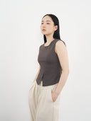 Rib Henley Tank 羅紋亨利背心-Gray