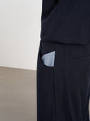 Panel Wide Pants 口袋造型直筒褲-Navy