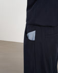 Panel Wide Pants 口袋造型直筒褲 - NAVY
