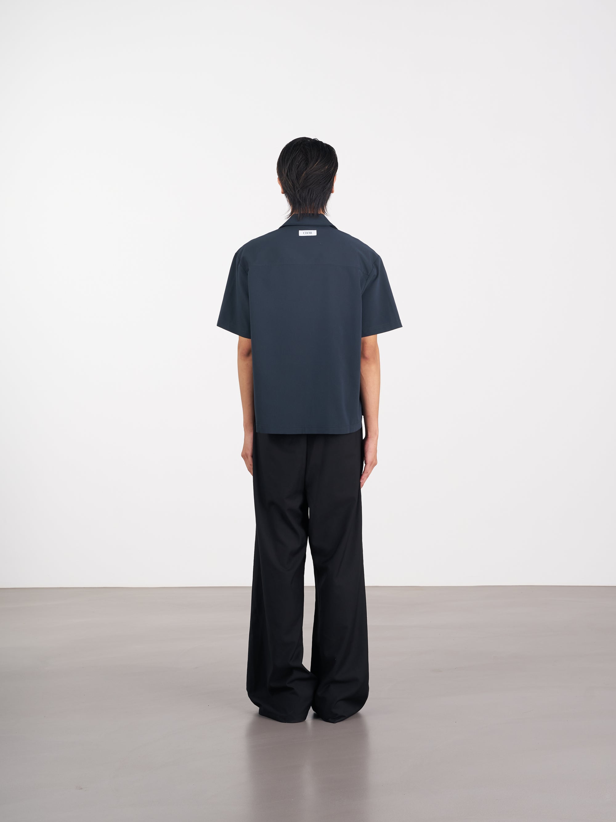 Layered Pocket Shirt 拼接口袋短袖襯衫 - NAVY