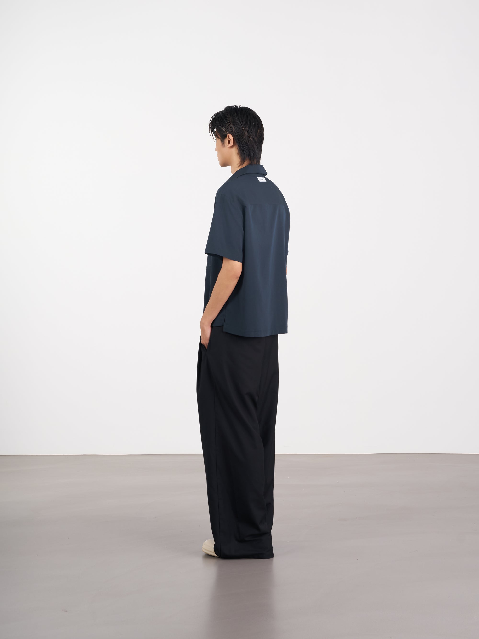Layered Pocket Shirt 拼接口袋短袖襯衫 - NAVY