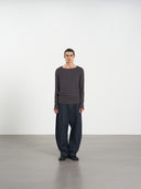 Rib Knit Tee 方領羅紋打底長袖-Dark Gray