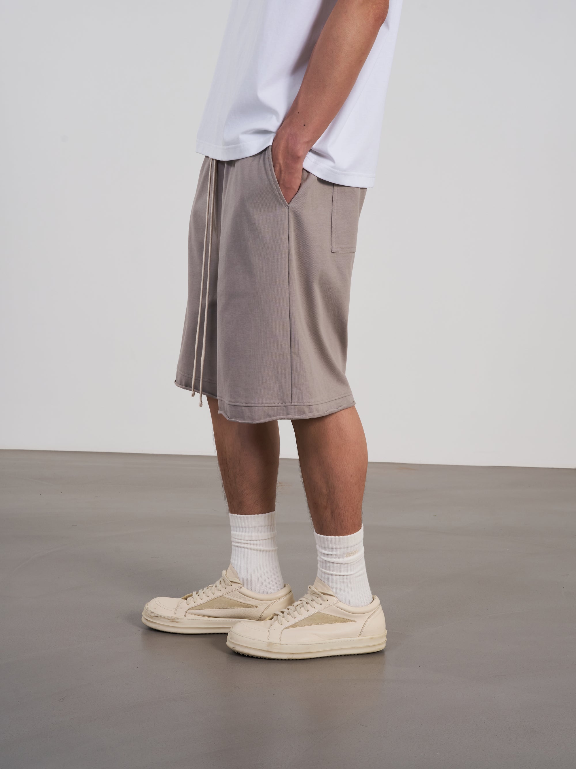 Double Layer Shorts 不收邊設計棉褲 - GREY