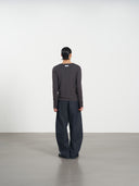 Rib Knit Tee 方領羅紋打底長袖-Dark Gray