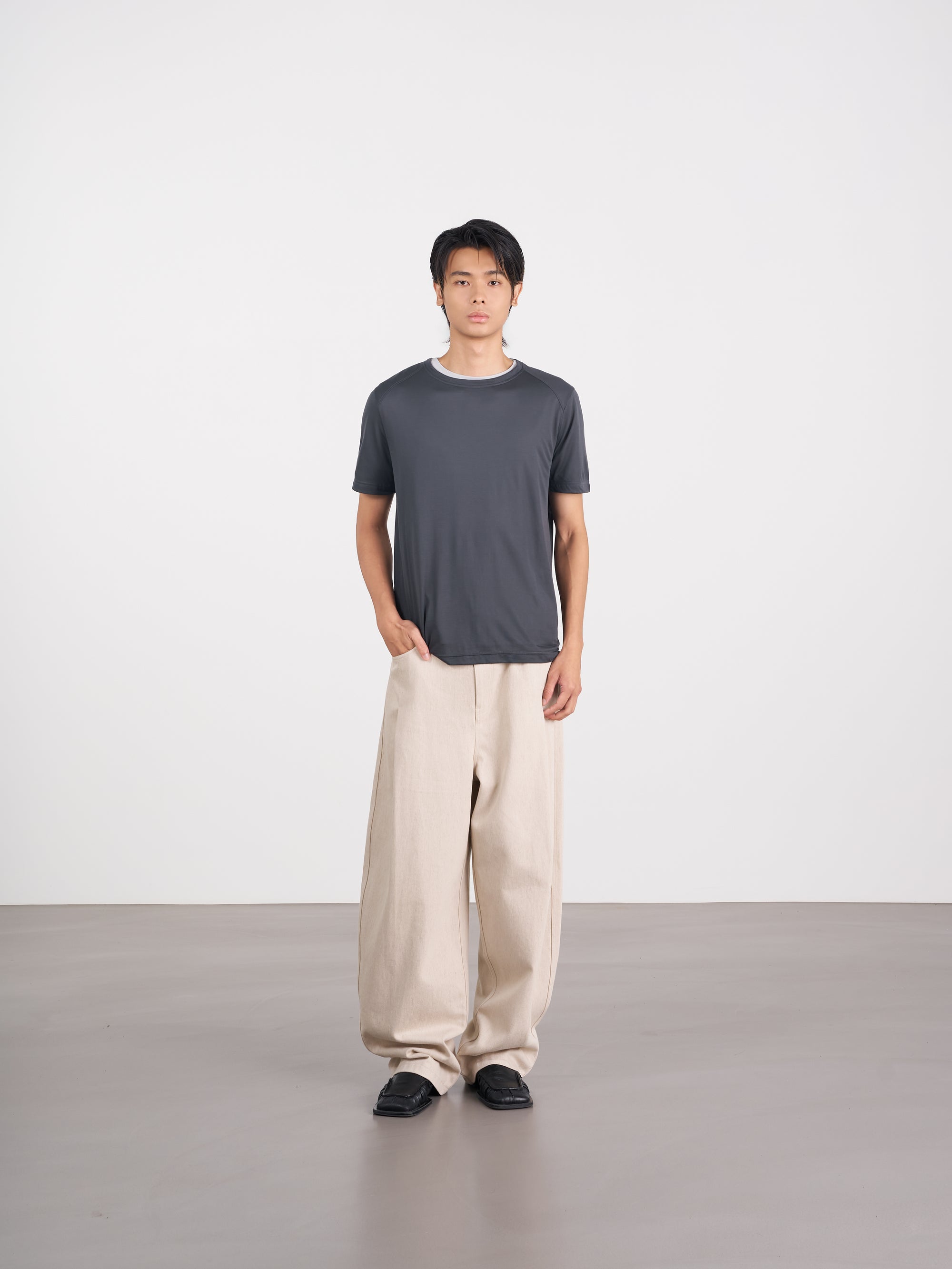 雙層疊穿上衣 Layered Top Set   (淺灰／炭灰)