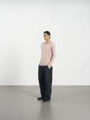 Rib Knit Tee 方領羅紋打底長袖-Khaki