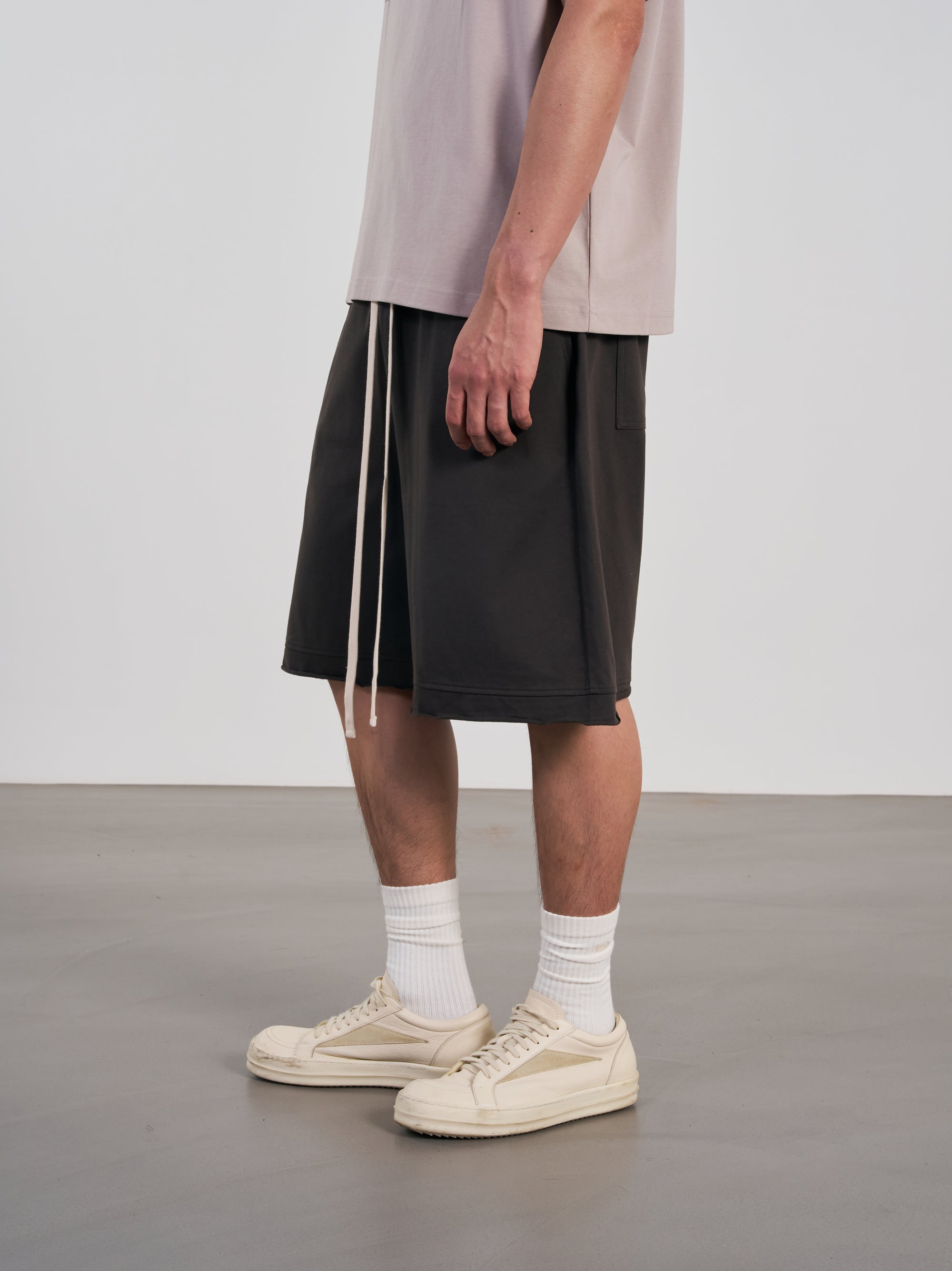 Double Layer Shorts 不收邊設計棉褲 - DARK GREY