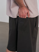 Double Layer Shorts 不收邊設計棉褲-Dark Gray
