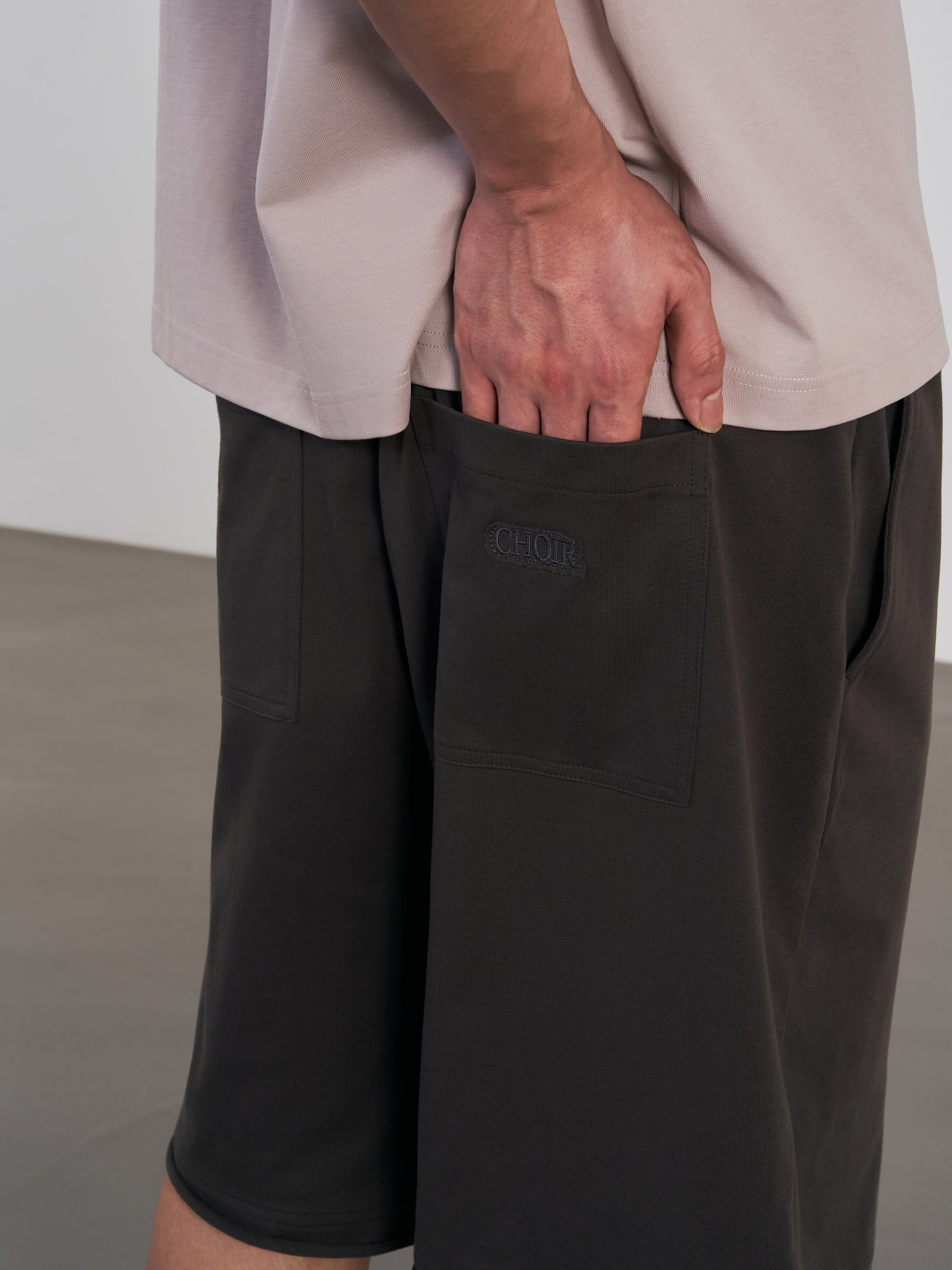 Double Layer Shorts 不收邊設計棉褲 - DARK GREY