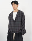 Raglan Hooded Shirt 拉克蘭連帽襯衫-Gray