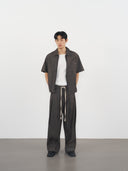 Voluminous Drawstring Trousers 立體量感綁帶長褲-Black