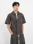 Structured V-Neck Shirt 結構式 V 領襯衫-Black