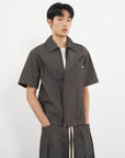 Structured V-Neck Shirt 結構式 V 領襯衫-Black