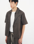Structured V-Neck Shirt 結構式 V 領襯衫-Black