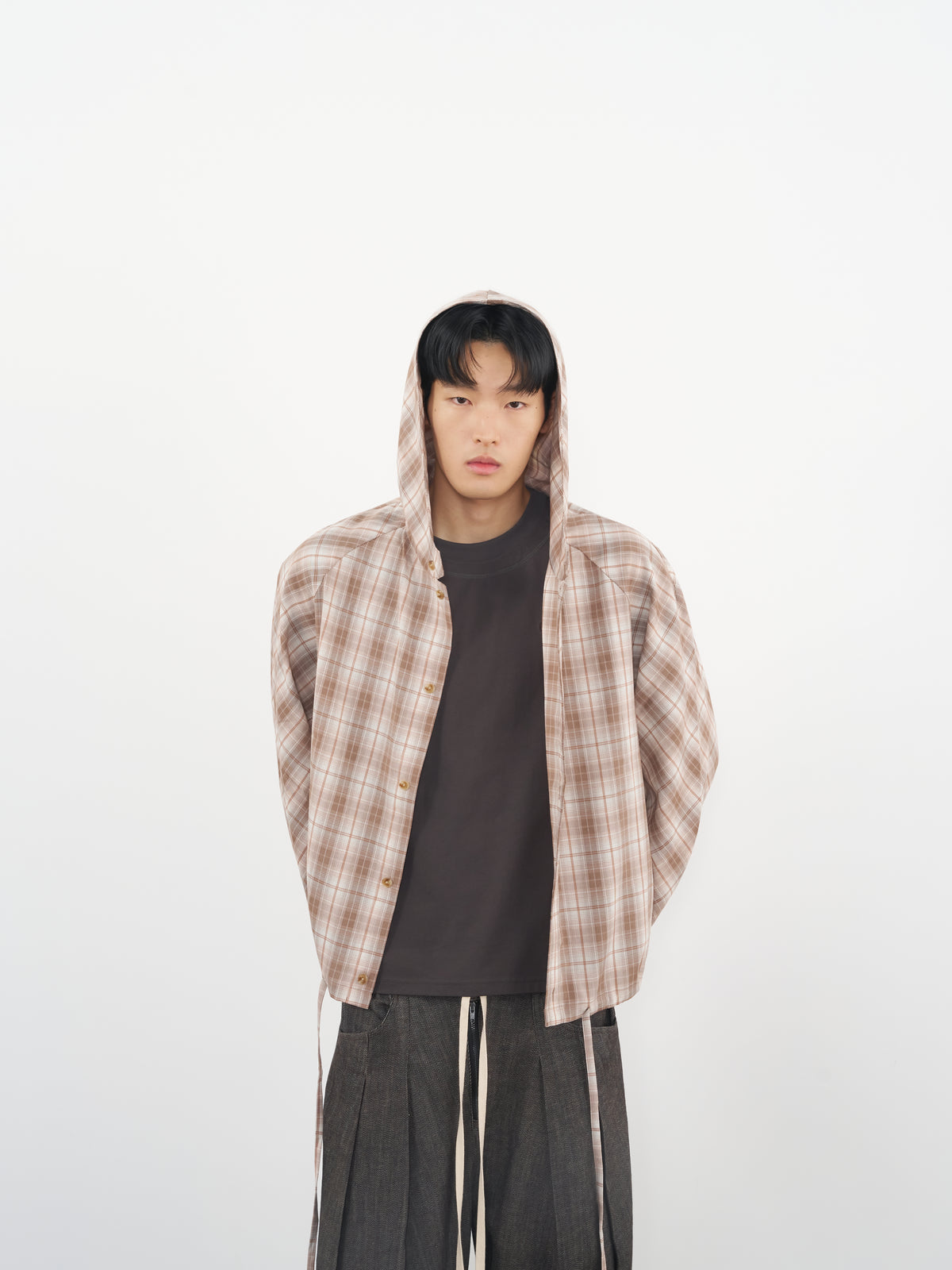 Raglan Hooded Shirt 拉克蘭連帽襯衫-Khaki