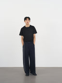 Pleated Panel Trousers 拼接打褶西裝褲-Navy