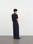 Pleated Panel Trousers 拼接打褶西裝褲-Navy