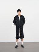 Textured Lace Hoodie 蕾絲拼接連帽外套-Black