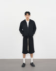 Textured Lace Hoodie 蕾絲拼接連帽外套-Black