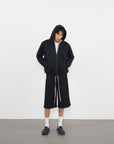 Textured Lace Hoodie 蕾絲拼接連帽外套-Black