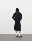 Textured Lace Hoodie 蕾絲拼接連帽外套-Black