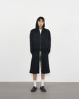 Textured Lace Hoodie 蕾絲拼接連帽外套-Black