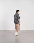 Panel Shirt 弧形剪裁格紋襯衫 - BLACK