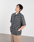 Panel Shirt 弧形剪裁格紋襯衫 - BLACK