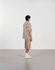 Panel Shirt 弧形剪裁格紋襯衫 - BROWN