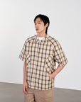 Panel Shirt 弧形剪裁格紋襯衫 - BROWN