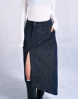 Asymmetrical  Maxi Skirt 牛仔長裙-Demin