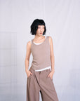 Two-Tone  Tank 假兩件羅紋背心 - KHAKI