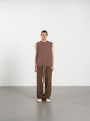 Ribbed Tank Top 修身刺繡針織背心-Khaki