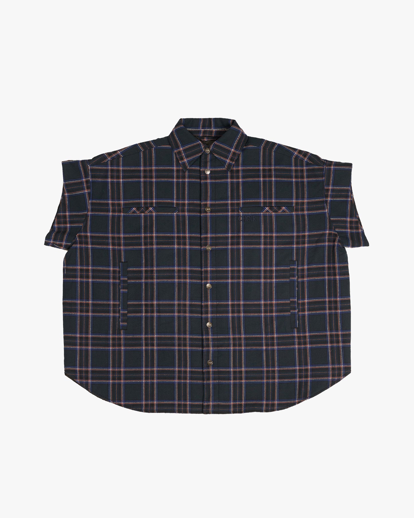 Plaid Overshirt-Navy