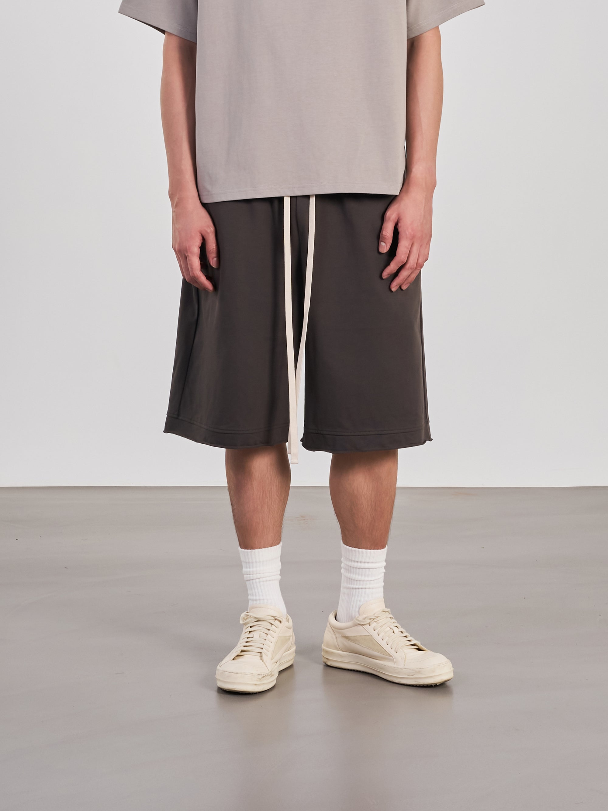 Double Layer Shorts 不收邊設計棉褲 - DARK GREY