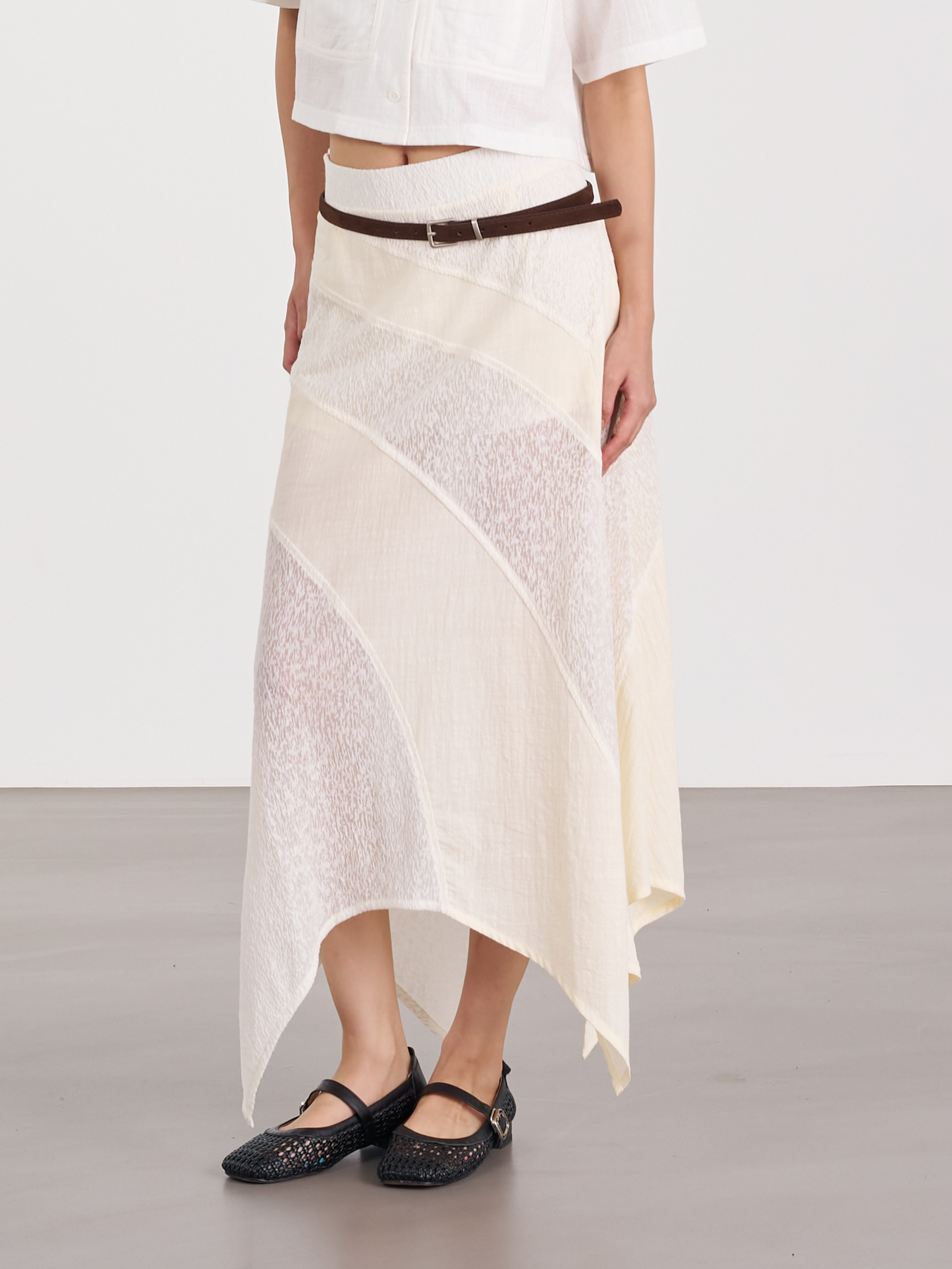 Wrap Midi Drape Skirt 垂墜中長裙 - Beige