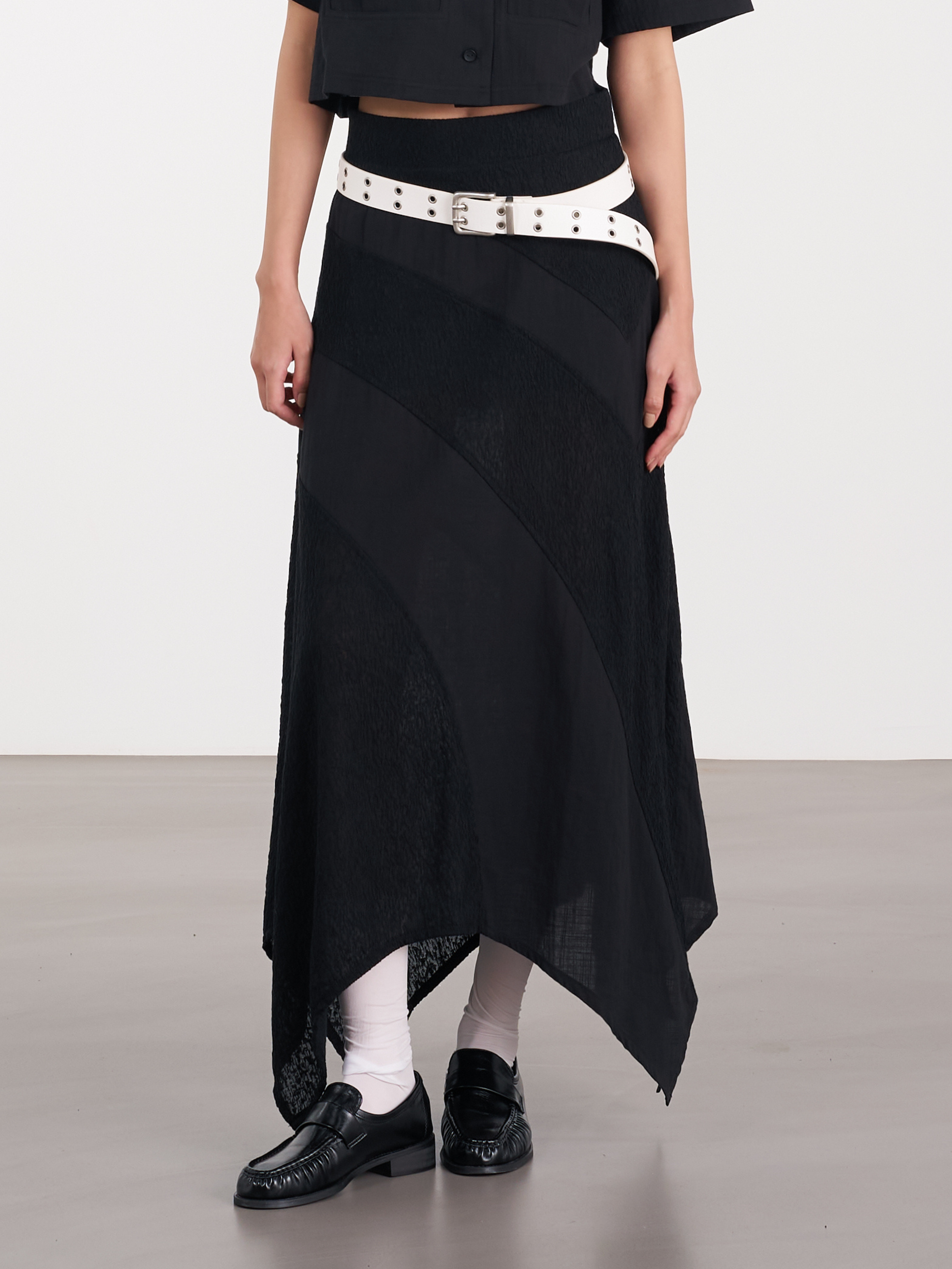 Wrap Midi Drape Skirt 垂墜中長裙 - Black